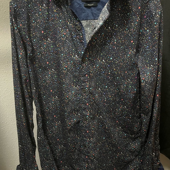 Bugatchi Shaped Fit Galaxy and Stars Long Sleeve Button Down - Picture 4 of 5